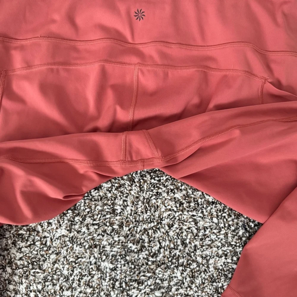 Athleta Ultimate Stash 7/8 Leggings Women’s XL Coral Pink Cutout Detail